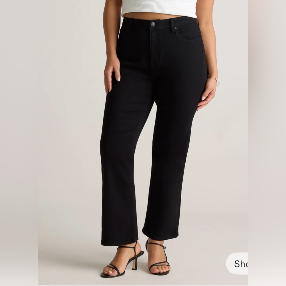 NWT Quince Stretch High Rise Kick Flare Black Jeans